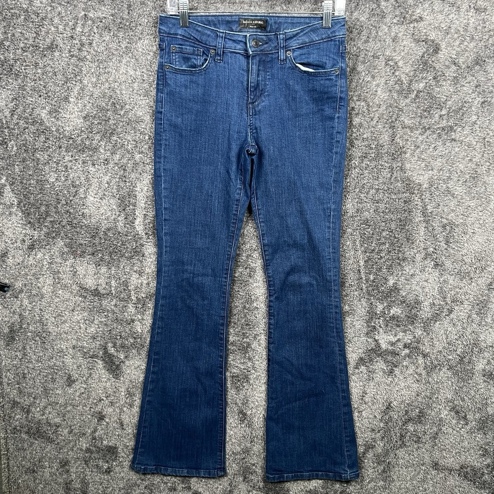 Banana Republic Stretch Jeans Womens 26/2 Classic Wide Leg Flare 30x33 Dark Wash